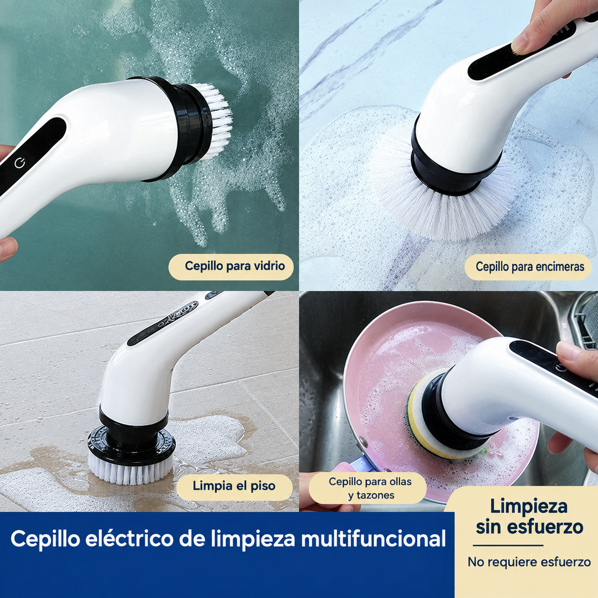 Set de Cepillo Eléctrico Inalámbrico para Limpieza Extensible (1 Pieza)