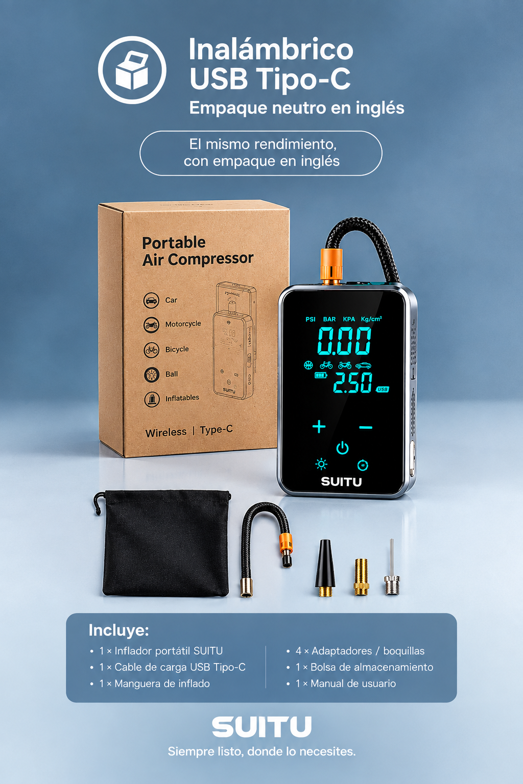 Compresor de Aire para Automóvil | Kit con Accesorios