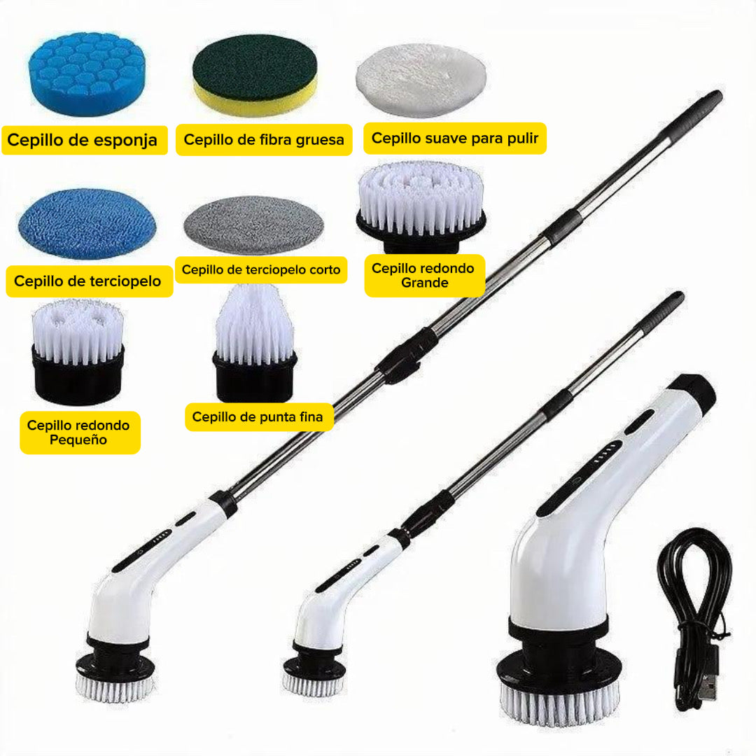 Set de Cepillo Eléctrico Inalámbrico para Limpieza Extensible (1 Pieza)