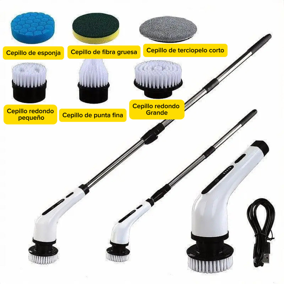 Set de Cepillo Eléctrico Inalámbrico para Limpieza Extensible (1 Pieza)