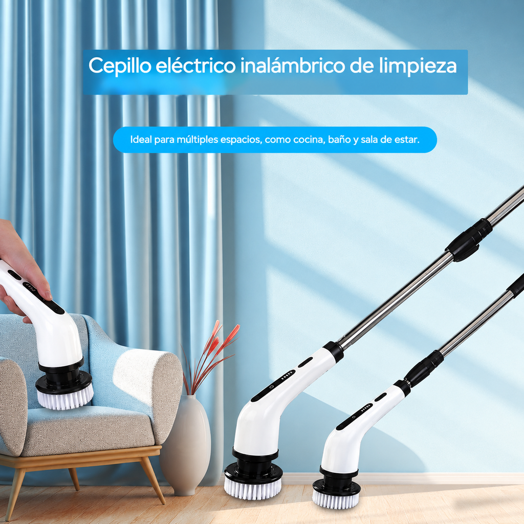 Set de Cepillo Eléctrico Inalámbrico para Limpieza Extensible (1 Pieza)